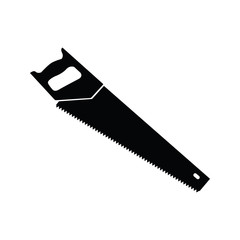 Hand saw black flat vector