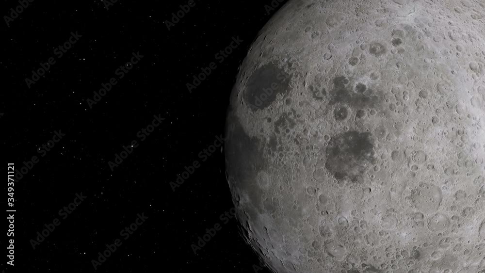 Wall mural lunar orbit. moon against the background of space with illuminated craters and lunar soil. elements 