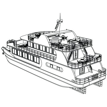 recommend clip art: Yacht. Vector luxury liner yacht isolated on white background. Sea tourism, holiday vacation concept.