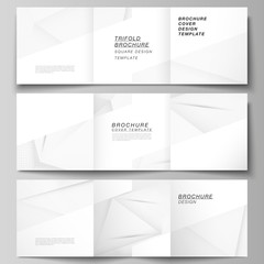 Fototapeta premium Vector layout of square cover design templates for trifold brochure, flyer, magazine, cover design, book design, brochure cover. Halftone effect decoration with dots. Dotted pop art pattern decoration