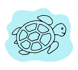 Turtle doodle line hand drawn vector illustration
