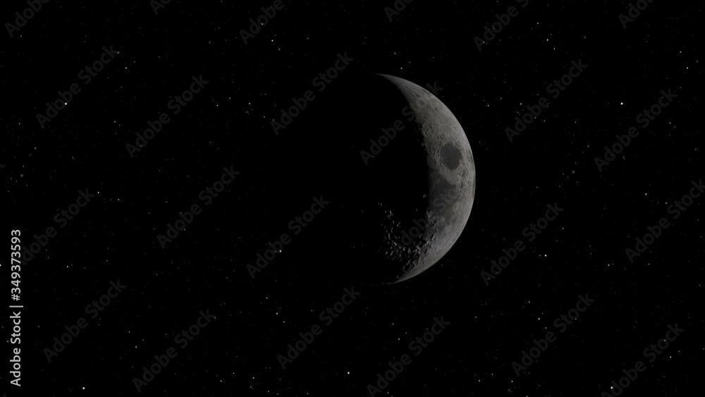 Wall mural lunar orbit. moon against the background of space with illuminated craters and lunar soil. elements 