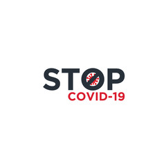 Fototapeta premium Stop COVID-19 Stay Home Stay Safe Vector Logo Design Template. 