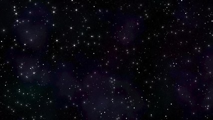 Starry night sky with twinkling stars. 3d render. Seamless loop.
