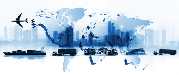 The world logistics  background or transportation Industry or shipping business, Container Cargo ...