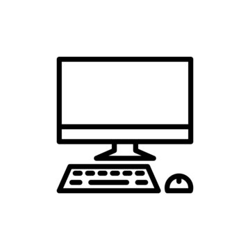 Computer vector icon in outline style on white background,