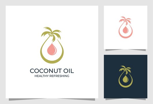 coconut oil logo design premium vector