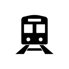 Naklejka premium Train icon vector in black flat design on white background