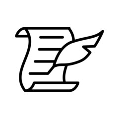 Ancient scroll paper icon, history icon vector in lineart style on white background