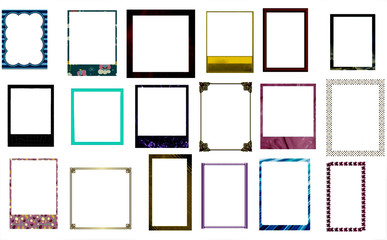 illustration of a set of vector frames in different dimensions on a white background