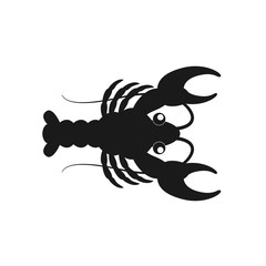 Lobster Silhouette Icon on White Background. Vector