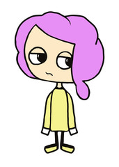 Girl with pink hair, children's illustration, character