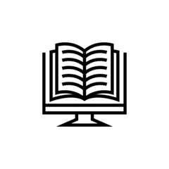 ebook icon, electronic education, online learning  icon in linear style on white background