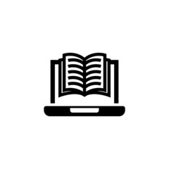 ebook icon, electronic education, online learning  icon in black flat design on white background