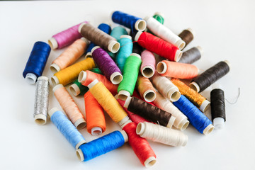 multi-colored sewing threads