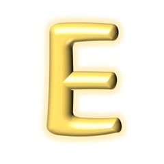 3D GOLDEN CARTOON STYLE ENGLISH ALPHABET WITH GLOW : E