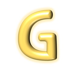3D GOLDEN CARTOON STYLE ENGLISH ALPHABET WITH GLOW : G