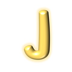 3D GOLDEN CARTOON STYLE ENGLISH ALPHABET WITH GLOW : J