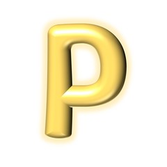 3D GOLDEN CARTOON STYLE ENGLISH ALPHABET WITH GLOW : P