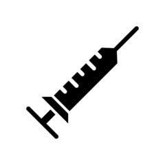 Syringe icon vector flat design in black flat design on white background