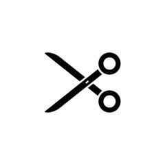 Scissors icon vector in black flat design on white background