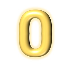 3D GOLDEN CARTOON STYLE ENGLISH ALPHABET WITH GLOW : O
