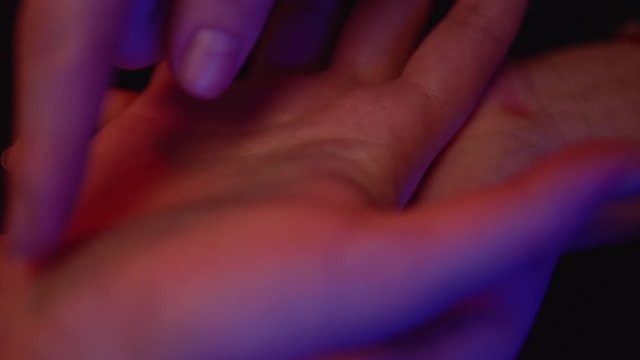 Witch fortune teller lines male palm hand esoteric chiromancy palmistry concept