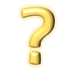 3D GOLDEN CARTOON STYLE SPECIAL MARK WITH GLOW : ? QUESTION MARK