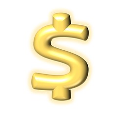 Obraz premium 3D GOLDEN CARTOON STYLE SPECIAL MARK WITH GLOW : $ DOLLAR MARK