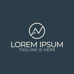 Monogram AN letter logo design with a circular shape.