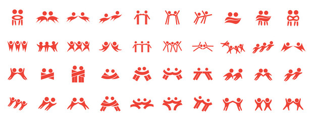 Abstract People Logo Set. Human Figure Isolated On White Background. Icons Collection For Human Success, Celebration Logo, Achievement Symbol And Activity. Different Happy People. Figure Logo, Vector
