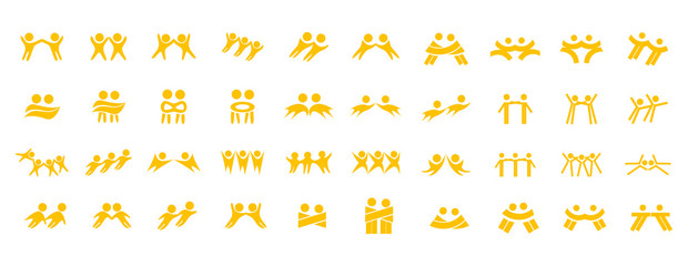Abstract People Logo Set. Human Figure Isolated On White Background. Icons Collection For Human Success, Celebration Logo, Achievement Symbol And Activity. Different Happy People. Figure Logo, Vector