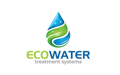 Illustration green energy concept eco water logo design