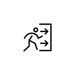 Emergency exit icon in lineart style on white background,, escape route sign. Safe condition sign