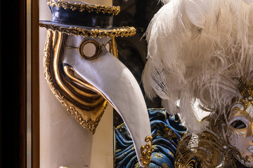beautiful venetian masks exposed for selling 