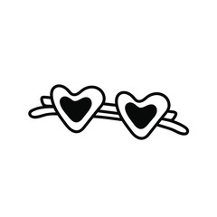 handwritten vector glasses of glass in the form of hearts on a white background