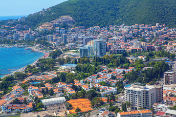 Panoramic view of Budva coastal city in Montenegro