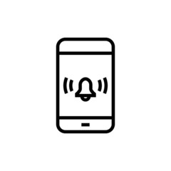 Ringing smartphone icon in outline style on white background, linear style sign for mobile concept and web design, Mobile phone ringing, vibrating vector icon, Symbol, logo illustration, Vector graphi