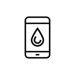 Mobile phone repair service icon in outline style on white background, linear style sign for mobile concept and web design, Smartphone damaged by water vector icon. Symbol, logo illustration