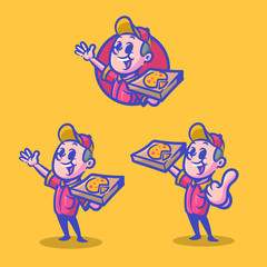 Pizza deliveryman cartoon mascot