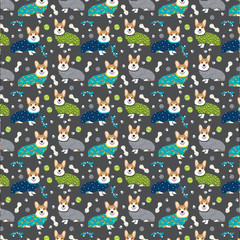 Corgi seamless pattern fabric