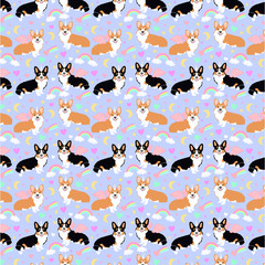 Corgi seamless pattern fabric