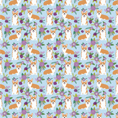 Corgi seamless pattern fabric