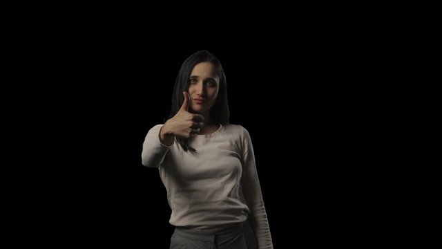 Young Indian woman giving thumbs up.Transparent isolated alpha channel background.