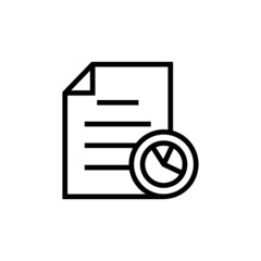 Business document file graph page pie chart report icon in outline style on white background, Vector icon