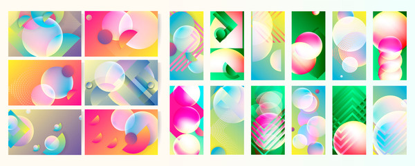 Set geometric colors fluid shapes eps 10. Flowing and liquid abstract gradient background for banner, poster or book. Vector design