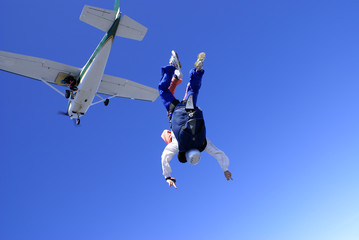 Fototapeta na wymiar Skydiving tandem over Galicia Spain