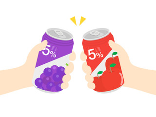 缶酎ハイで乾杯するイラスト