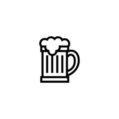 glass beer icon in outline style design on white background