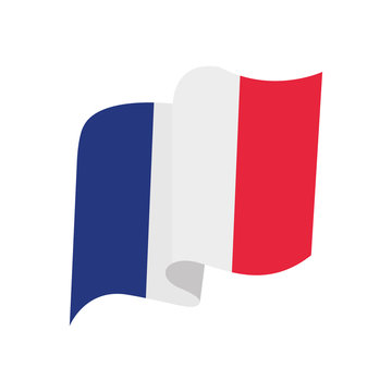 Bastille day concept, french france waving icon, flat style